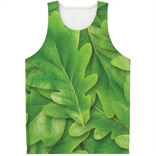 Green Oak Leaf Print Men's Tank Top
