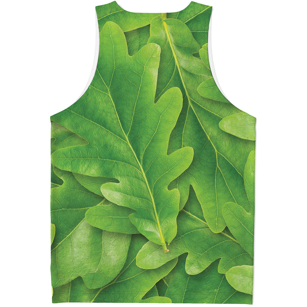 Green Oak Leaf Print Men's Tank Top