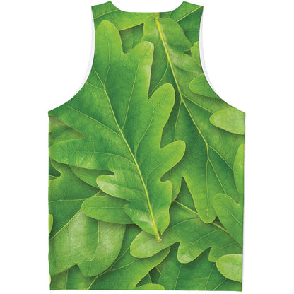 Green Oak Leaf Print Men's Tank Top