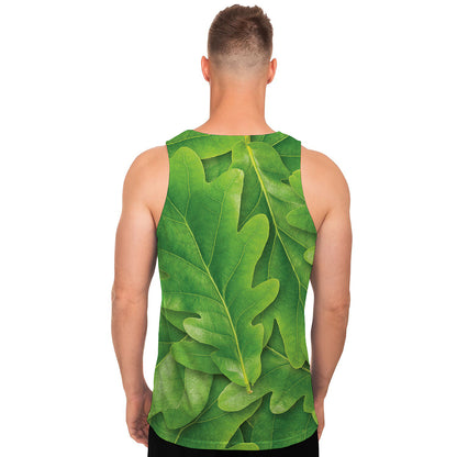 Green Oak Leaf Print Men's Tank Top