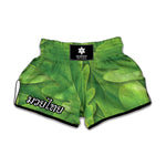 Green Oak Leaf Print Muay Thai Boxing Shorts