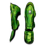 Green Oak Leaf Print Muay Thai Shin Guard