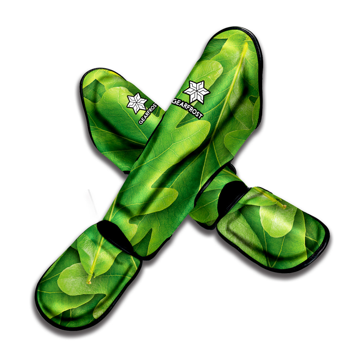 Green Oak Leaf Print Muay Thai Shin Guard