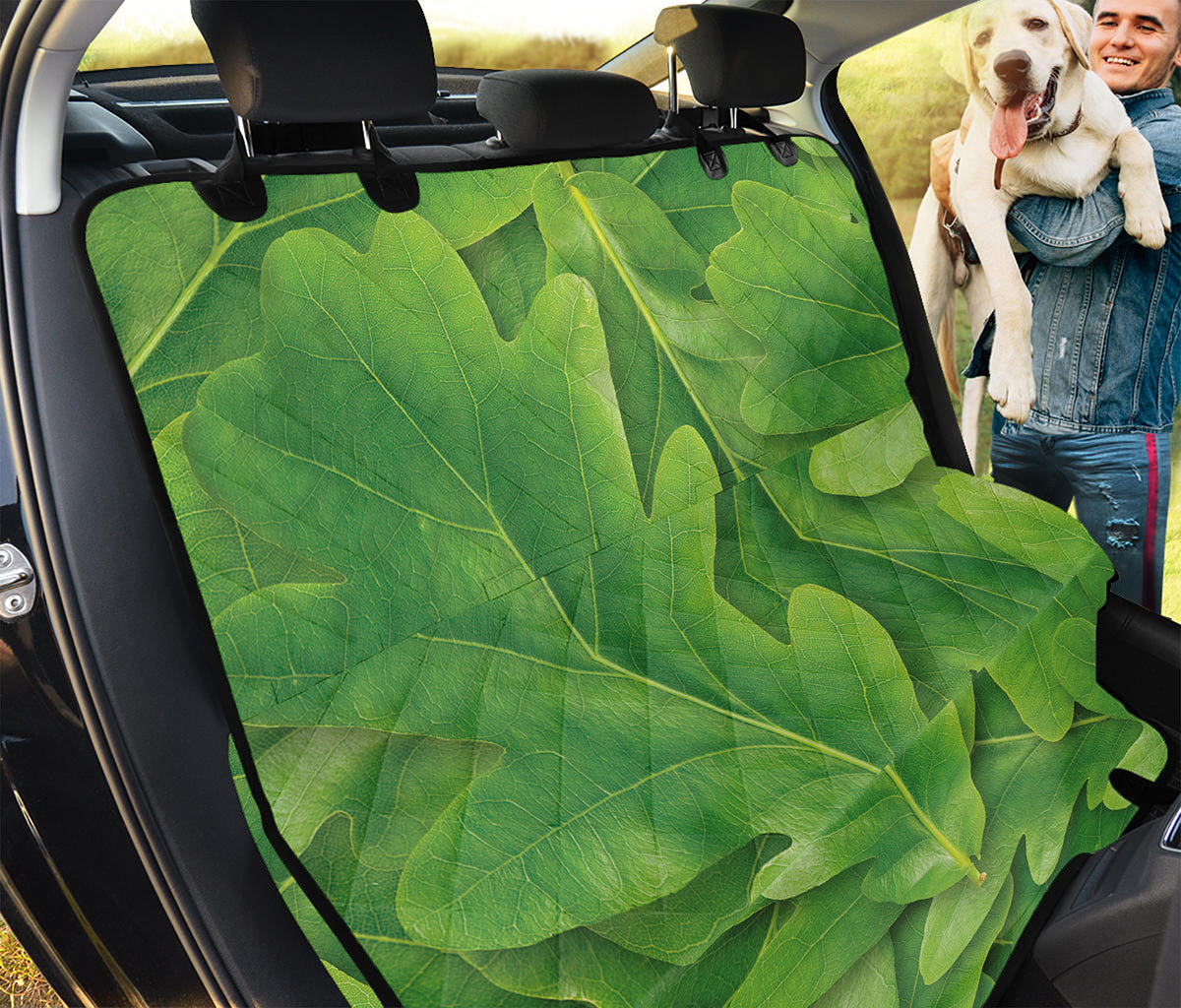 Green Oak Leaf Print Pet Car Back Seat Cover