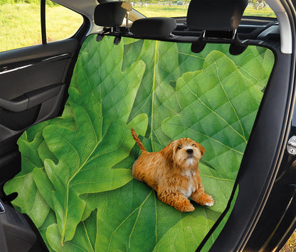 Green Oak Leaf Print Pet Car Back Seat Cover