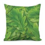 Green Oak Leaf Print Pillow Cover
