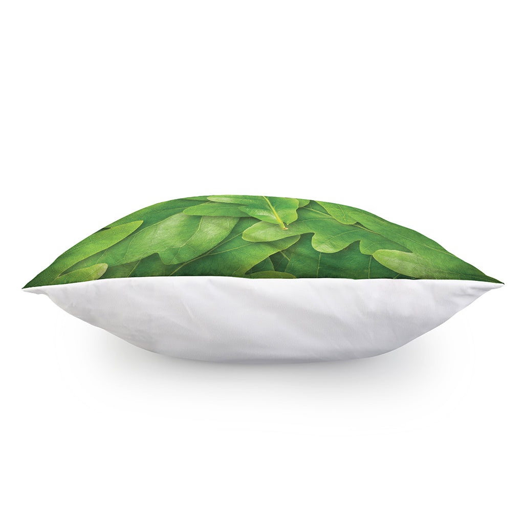 Green Oak Leaf Print Pillow Cover
