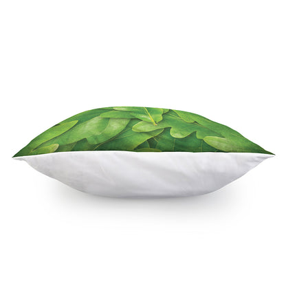 Green Oak Leaf Print Pillow Cover