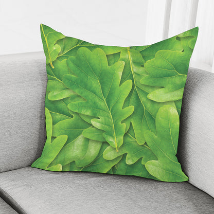 Green Oak Leaf Print Pillow Cover