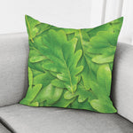 Green Oak Leaf Print Pillow Cover