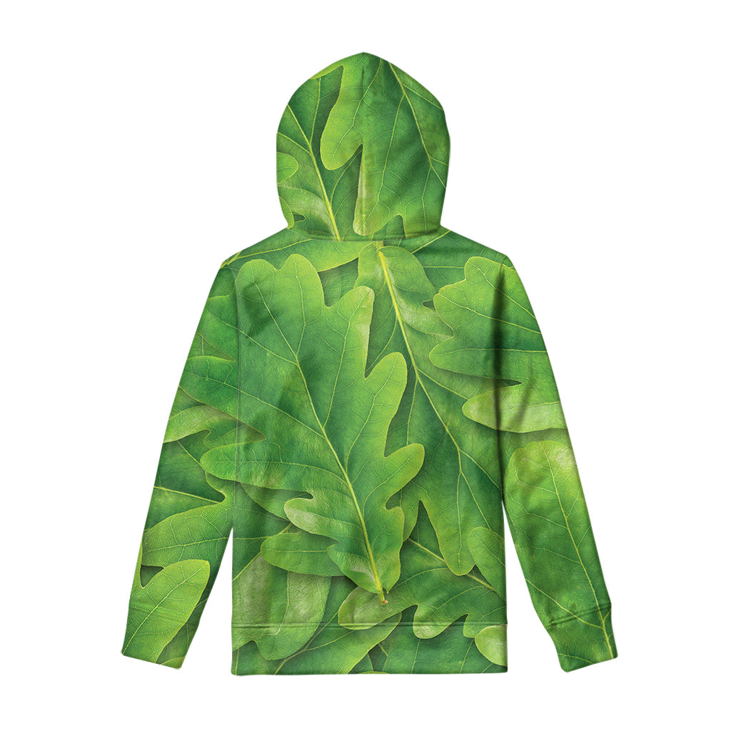 Green Oak Leaf Print Pullover Hoodie