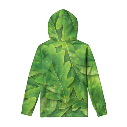 Green Oak Leaf Print Pullover Hoodie