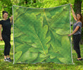 Green Oak Leaf Print Quilt