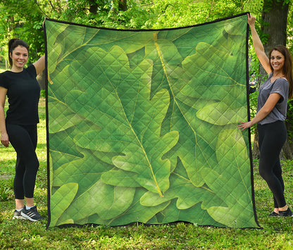 Green Oak Leaf Print Quilt