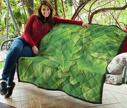 Green Oak Leaf Print Quilt