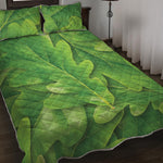 Green Oak Leaf Print Quilt Bed Set