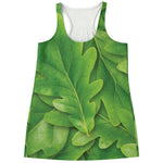 Green Oak Leaf Print Women's Racerback Tank Top