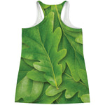 Green Oak Leaf Print Women's Racerback Tank Top