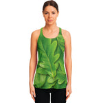 Green Oak Leaf Print Women's Racerback Tank Top