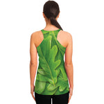 Green Oak Leaf Print Women's Racerback Tank Top
