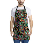 Green Orange And Pink Paisley Print Apron