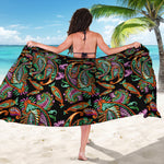 Green Orange And Pink Paisley Print Beach Sarong Wrap