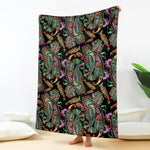 Green Orange And Pink Paisley Print Blanket
