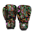 Green Orange And Pink Paisley Print Boxing Gloves