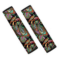 Green Orange And Pink Paisley Print Car Seat Belt Covers
