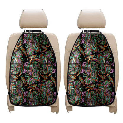 Green Orange And Pink Paisley Print Car Seat Organizers