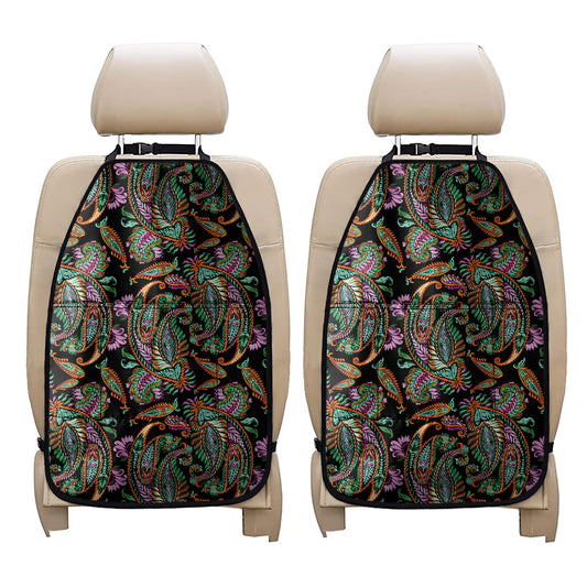 Green Orange And Pink Paisley Print Car Seat Organizers