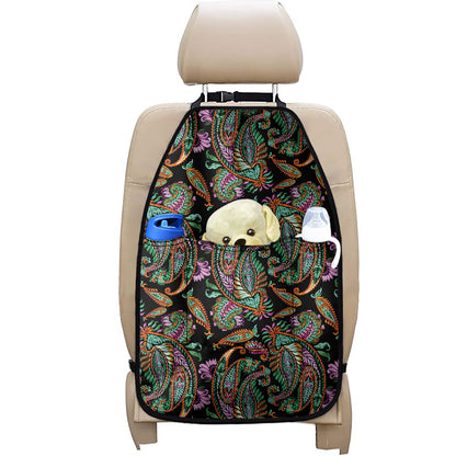 Green Orange And Pink Paisley Print Car Seat Organizers