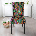 Green Orange And Pink Paisley Print Dining Chair Slipcover