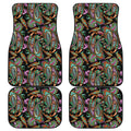 Green Orange And Pink Paisley Print Front and Back Car Floor Mats