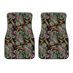 Green Orange And Pink Paisley Print Front Car Floor Mats