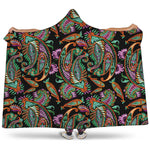 Green Orange And Pink Paisley Print Hooded Blanket