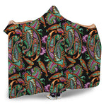 Green Orange And Pink Paisley Print Hooded Blanket