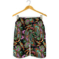 Green Orange And Pink Paisley Print Men's Shorts