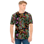 Green Orange And Pink Paisley Print Men's T-Shirt