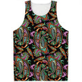Green Orange And Pink Paisley Print Men's Tank Top