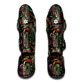 Green Orange And Pink Paisley Print Muay Thai Shin Guards