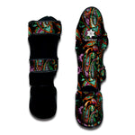 Green Orange And Pink Paisley Print Muay Thai Shin Guard