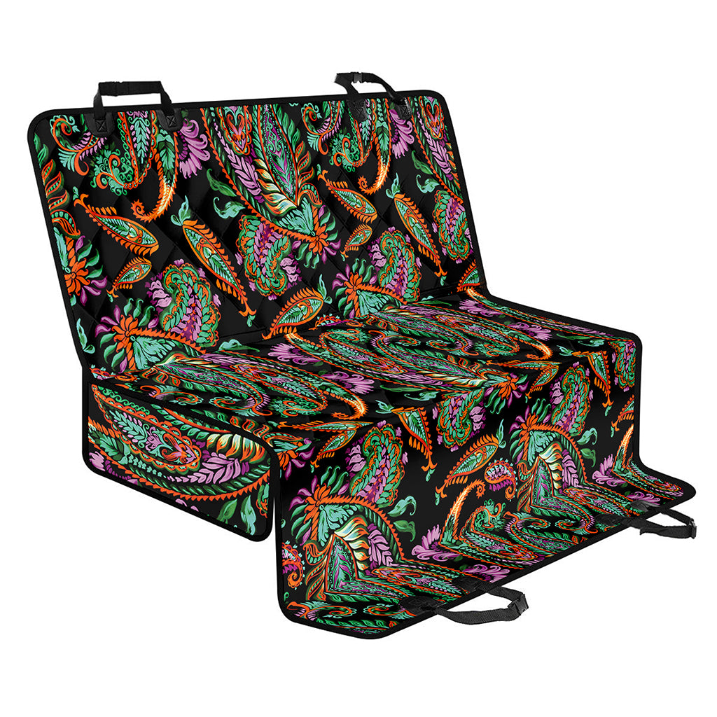 Green Orange And Pink Paisley Print Pet Car Back Seat Cover
