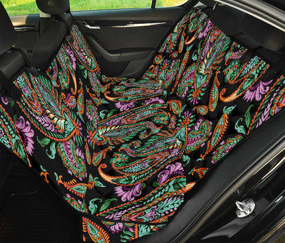 Green Orange And Pink Paisley Print Pet Car Back Seat Cover