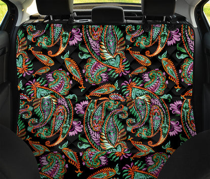Green Orange And Pink Paisley Print Pet Car Back Seat Cover