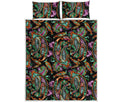 Green Orange And Pink Paisley Print Quilt Bed Set