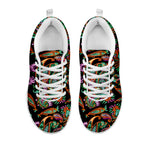 Green Orange And Pink Paisley Print White Sneakers