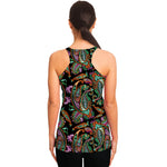 Green Orange And Pink Paisley Print Women's Racerback Tank Top