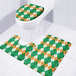 Green Orange And White Argyle Print 3 Piece Bath Mat Set