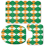 Green Orange And White Argyle Print 3 Piece Bath Mat Set